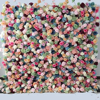 Creamsicle flower wall installation