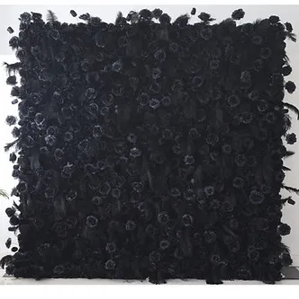 Ebony flower wall rental — black floral backdrop